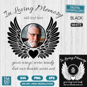 In Loving Memory SVG, Memorial SVG, Angel Wings SVG, Rest in Peace svg