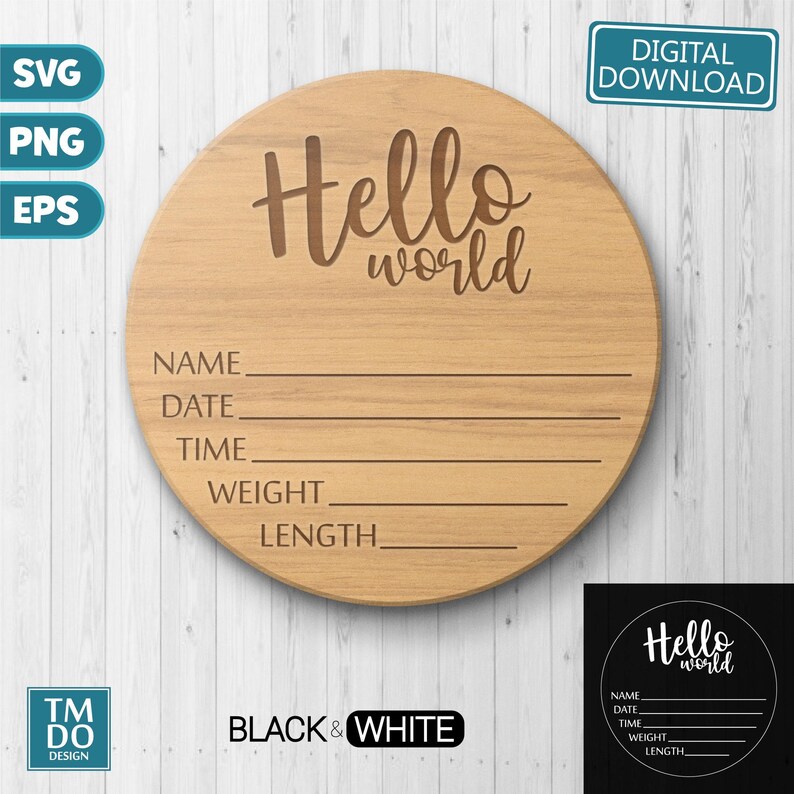 Birth Announcement PNG, Hello World SVG Sign, Newborn Stats Sign PNG ...