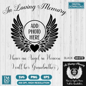 Angel Grandmother SVG, In loving memory svg, In memory of Grandma svg, Rip grandma svg, Memorial svg, Angel wings svg