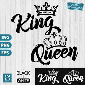 King And Queen SVG Bundle, King Svg, King Queen PNG, King Crown Svg, Couple shirts Svg, Royal Crown Svg