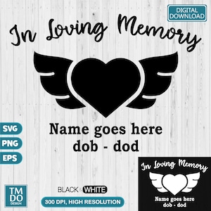 In Loving Memory Svg, Angel Wings Svg, Memorial Png, Memory svg