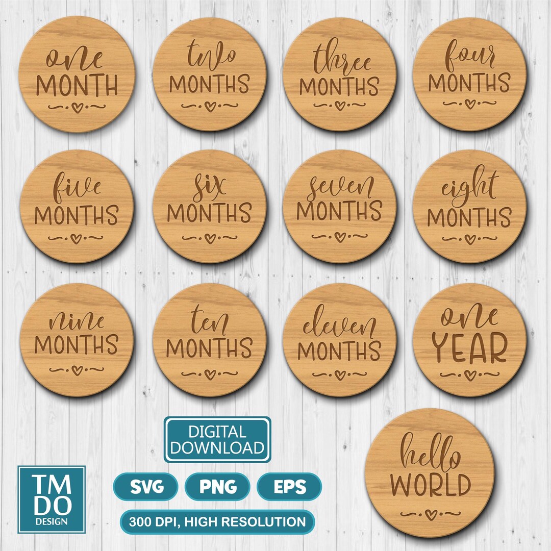 Baby Milestone Rounds SVG Bundle, Monthly Milestone Svg, Birth Stats ...