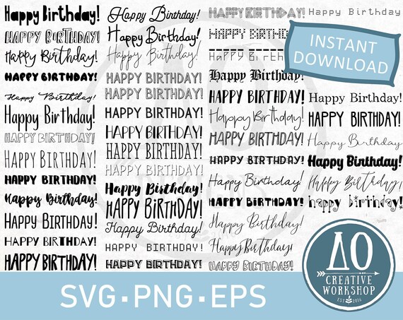 Download Happy Birthday In 47 Fonts Birthday Handwritten Svg Bundle Etsy