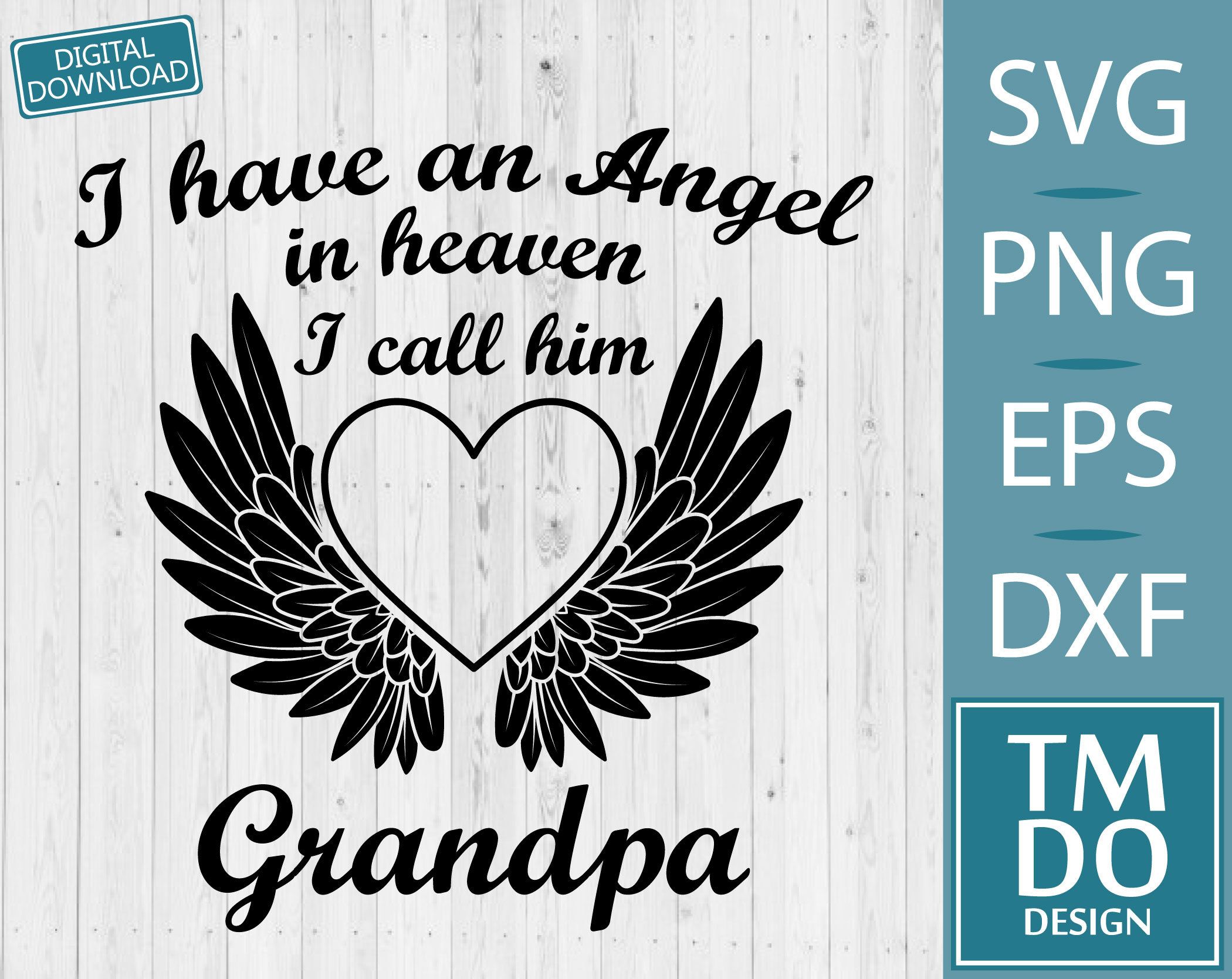 Grandpa In loving memory svg, Grandpa Memorial svg, Grandpa in Heaven svg, Grandpa Angel wings svg, In memory of Grandpa svg