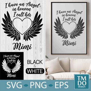 Angel Mimi SVG, In loving memory svg, In memory of Mimi svg, Granny Angel wings svg, Rip Grandmother svg, Memorial svg,