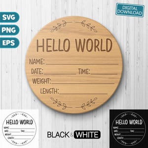 Round Hello world SVG, Birth announcement SVG, Welcome baby svg