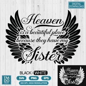 Sister in Heaven svg, Sister memorial svg, Sister memorial shirt