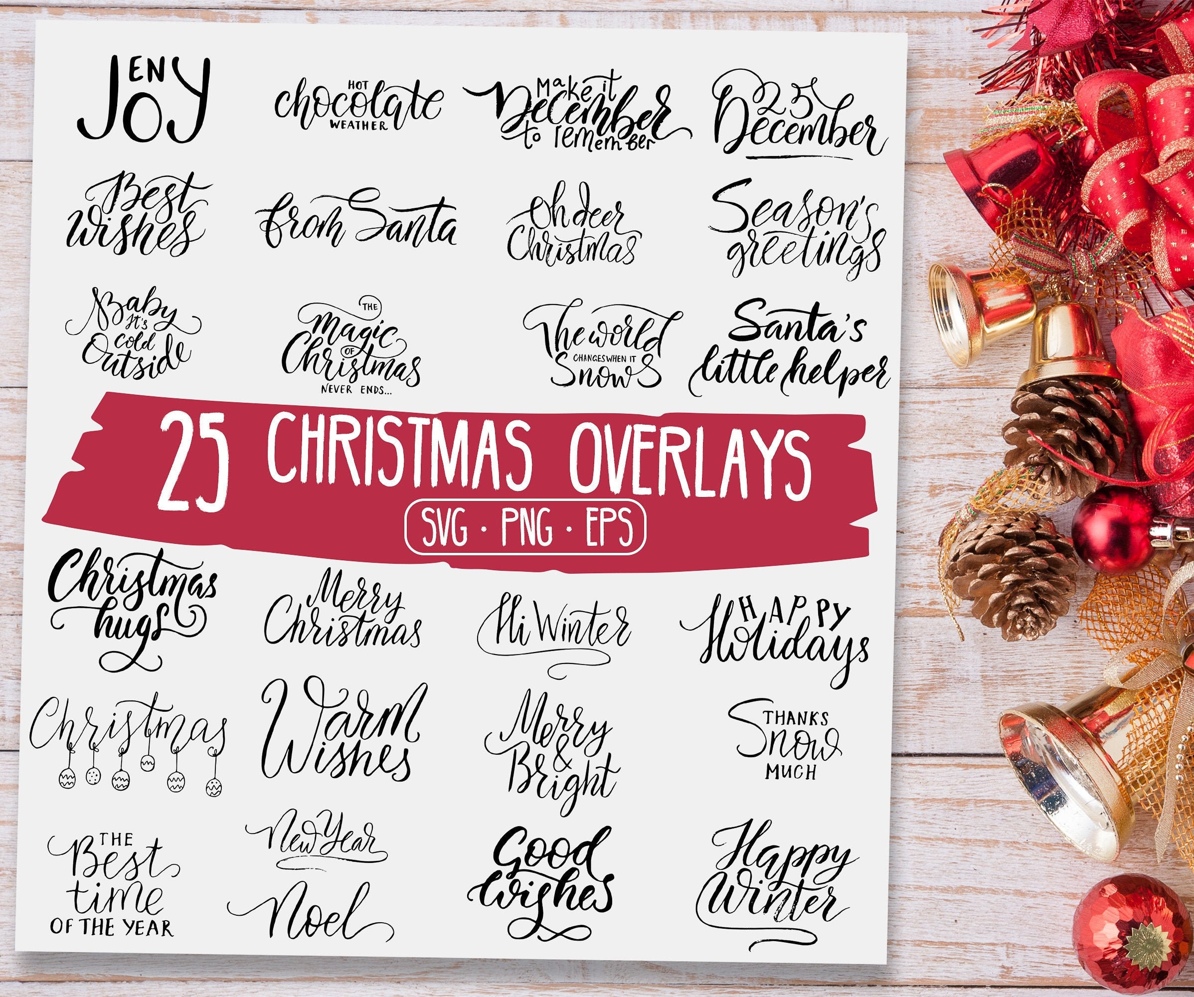 Download Free Merry Christmas Svg Bundle Christmas Lettering Svg Winter Etsy SVG DXF Cut File