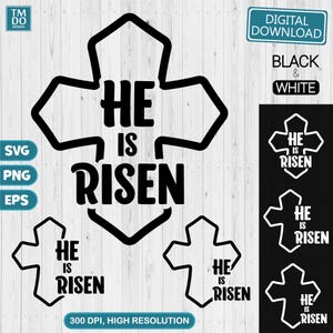 He is Risen SVG, Christian Easter Cross SVG, Faith SVG, Religious svg