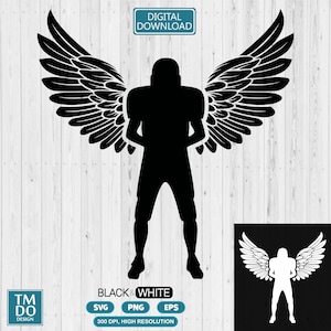 Football memorial svg, In loving memory png, Fooball angel wings svg