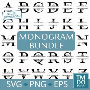 Monogram Bundle svg, Split Monogram Letters, Monogram Alphabet SVG, Monogram Digital Download