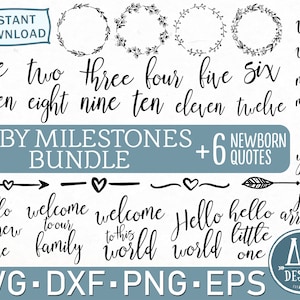 Baby milestone SVG bundle, Hello world SVG, Birth announcement svg, Baby stats svg, Newborn sign svg