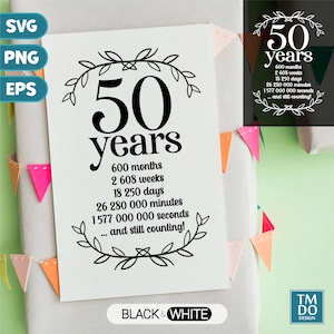 50th Anniversary SVG, Celebrating 50 years together PNG