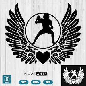 Football player In loving memory svg, Football Memorial svg, Football Angel wings svg, In memory of svg, Football player Rip svg