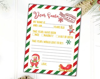 Brief an Santa, Lieber Santa Brief, Weihnachtswunschliste für Kinder