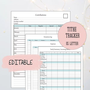 Editable Tithe Tracker Giving Log Tithes and Offerings - Etsy