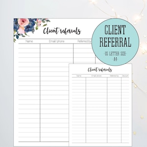 Plantilla de recomendación de clientes / Hoja de información del cliente y plantilla de venta directa / Tamaño carta de EE. UU. y A4