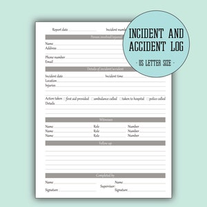 Incident Report Form, Work Accident Report, Accident Report, Home Health Care Form, Health And Safety Log, PDF, US Letter