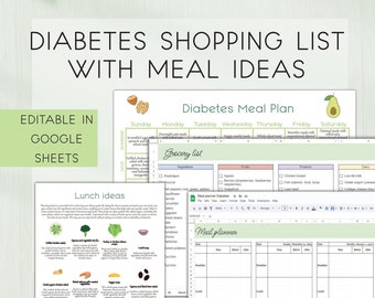 Diabetes Meal Planner | 7-day Meal Plan | Breakfast, Lunch, Dinner And Snack Ideas | Diabetic Grocery List