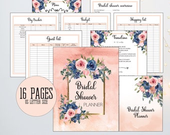 Bruidsdouche planner en checklist, afdrukbare huwelijksdouche, bruidsmeisje planner, plannersjabloon bruidsmeisjes
