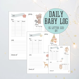 Diario del bambino stampabile, rapporto giornaliero del bambino, registro stampabile della tata, registro della babysitter, modello della tata, lettera US, A4