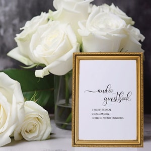 Audio Guestbook Sign, Modern And Minimalist Phone Message Guest Book Sign, 4”x6” 8”x10” 5”x7