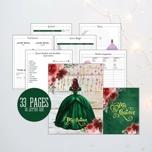 Quinceañera Planner, Quince Planning Checklist, Quinceañera Templates, Quinceañera Planner Printable, Mis Quince, Emerald Green