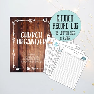 Livro de Registro da Igreja, Registro de Dízimo, Rastreador de Doações, Rastreador de Membros, Finanças da Igreja, 8 páginas, Carta dos EUA