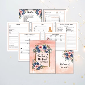 Planificador de la madre de la novia, lista de verificación de boda imprimible, plantilla de organización de bodas, boda de madre e hija, carta de EE. UU.
