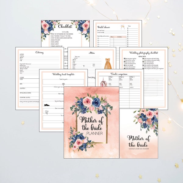 Mother Of The Bride Planner, Printable Wedding Checklist, Wedding Organization Template, Mother Daughter Wedding, US Letter