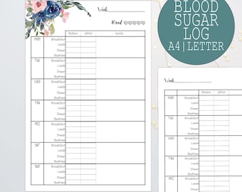 Blood Sugar Chart Etsy
