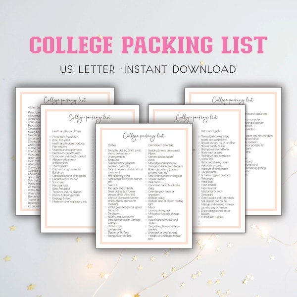 College Dorm Room Printable Checklist Etsy