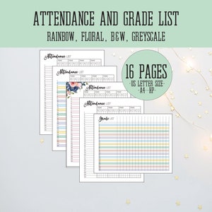 Teacher Gradebook Printable, Attendance Gradebook, Grade Sheet , Grade Record, K-12, Homeschooling Printables, Up To 30 Students
