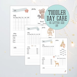 Toddler Log: Relatório diário de refeições, cochilos, penico e humor | Download instantâneo para impressão A4 e carta dos EUA para creche