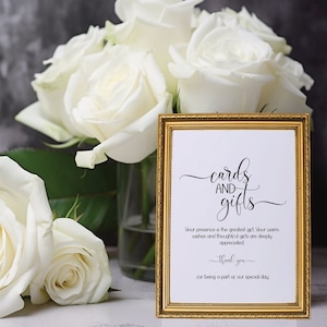 Cards And Gifts Sign,Minimalist And Modern Wedding Gifts Sign, 4”x6” 8”x10” 5”x7”