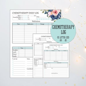 Chemo Tracker, Chemo Log, Chemotherapy Care, Cancer Digital Download, Record Medication, Feelings, Sleep, Meals, Instant Download