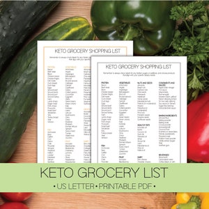 Keto Grocery List Printable | Keto Food List | Low Carb Food List | Keto Tracker | Instant Download