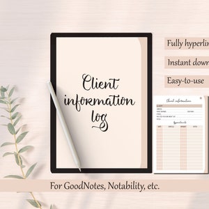 Modulo informazioni cliente, fogli informativi digitali cliente per tablet con collegamenti ipertestuali