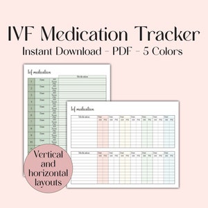 Planificateur de médicaments pour FIV, registre des médicaments in vitro, calendrier de fertilité, 5 couleurs, dispositions verticales et horizontales