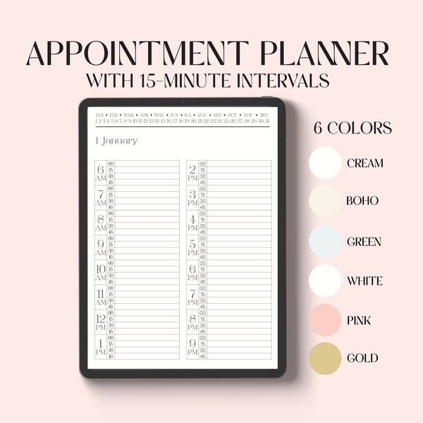 Digital Appointment Planner With 15-Minute Intervals, Meeting Planner, Daily Appointment Calendar