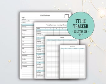 Tithe Tracker, Giving Log, Tithes And Offering Tracker, Donations Log, Contributions Log, Tithe Log, Tithing Tracker, 5 Pages, US Letter