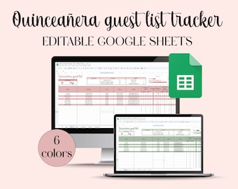 Quinceaňera Gästeliste Tabelle, bearbeitbar in Google Sheets, Quince Gästeliste Vorlage, Quinceaňera Vorlagen, Mis Quince, RSVP's Tracker