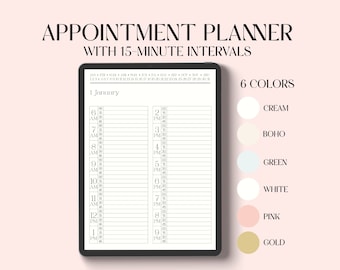 Digital Appointment Planner With 15-Minute Intervals, Meeting Planner, Daily Appointment Calendar