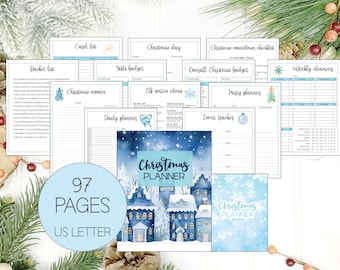 Weihnachtsplaner, Urlaubsplaner, Blaues Thema Planer, Weihnachtsgeschenkliste, Weihnachten To Do Liste