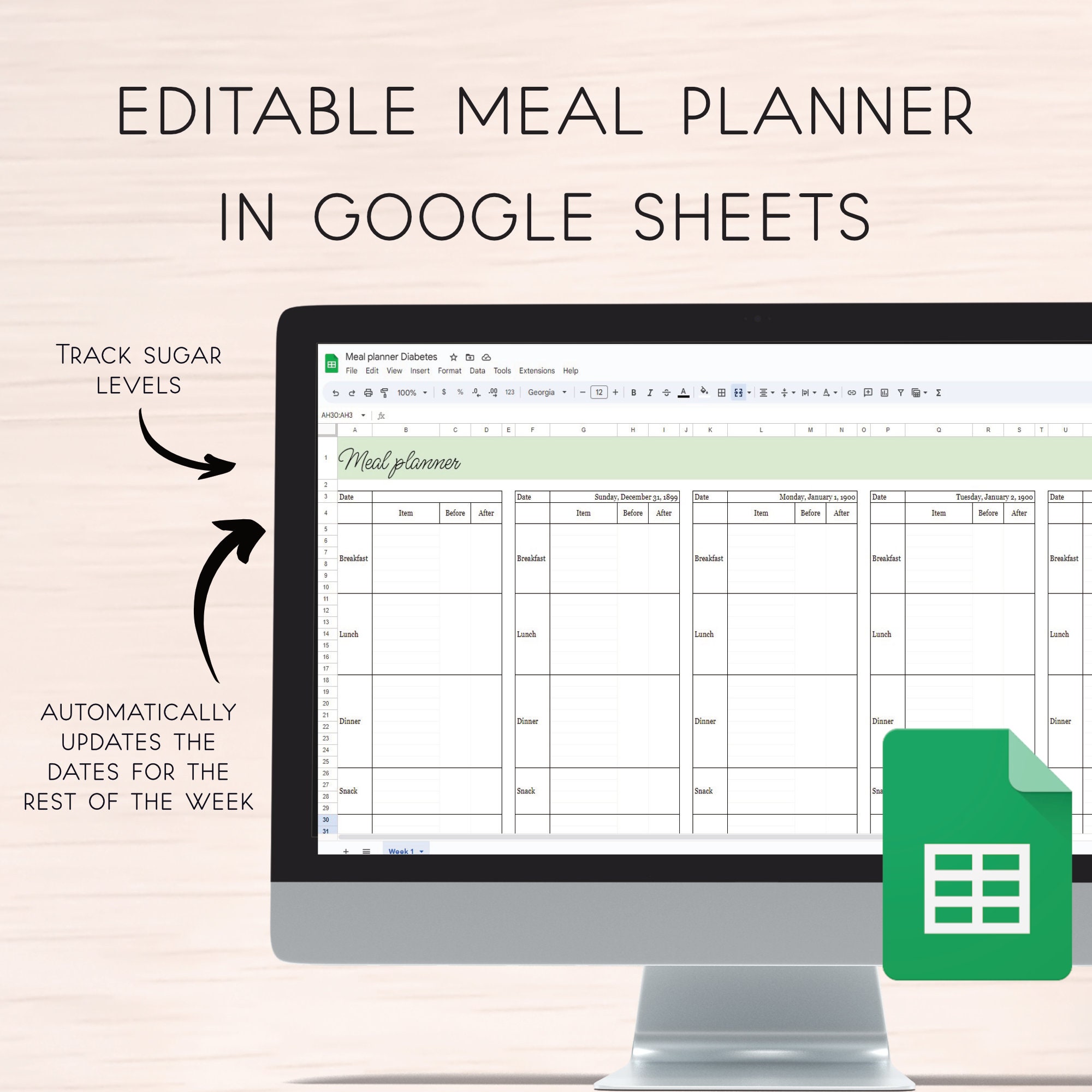 Diabetes Meal Planner 7day Meal Plan Breakfast, Lunch, Dinner and
