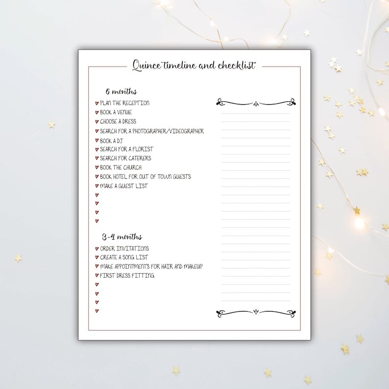 Quinceañera Planner Quince Planning Checklist Quinceañera - Etsy