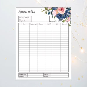 Craft Fair Sales Event Log, Printable, Sales Event Tracker, Craft Fair ...