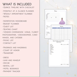 Quinceañera Planner, Quince Planning Checklist, Quinceañera Templates, Quinceañera Planner ...