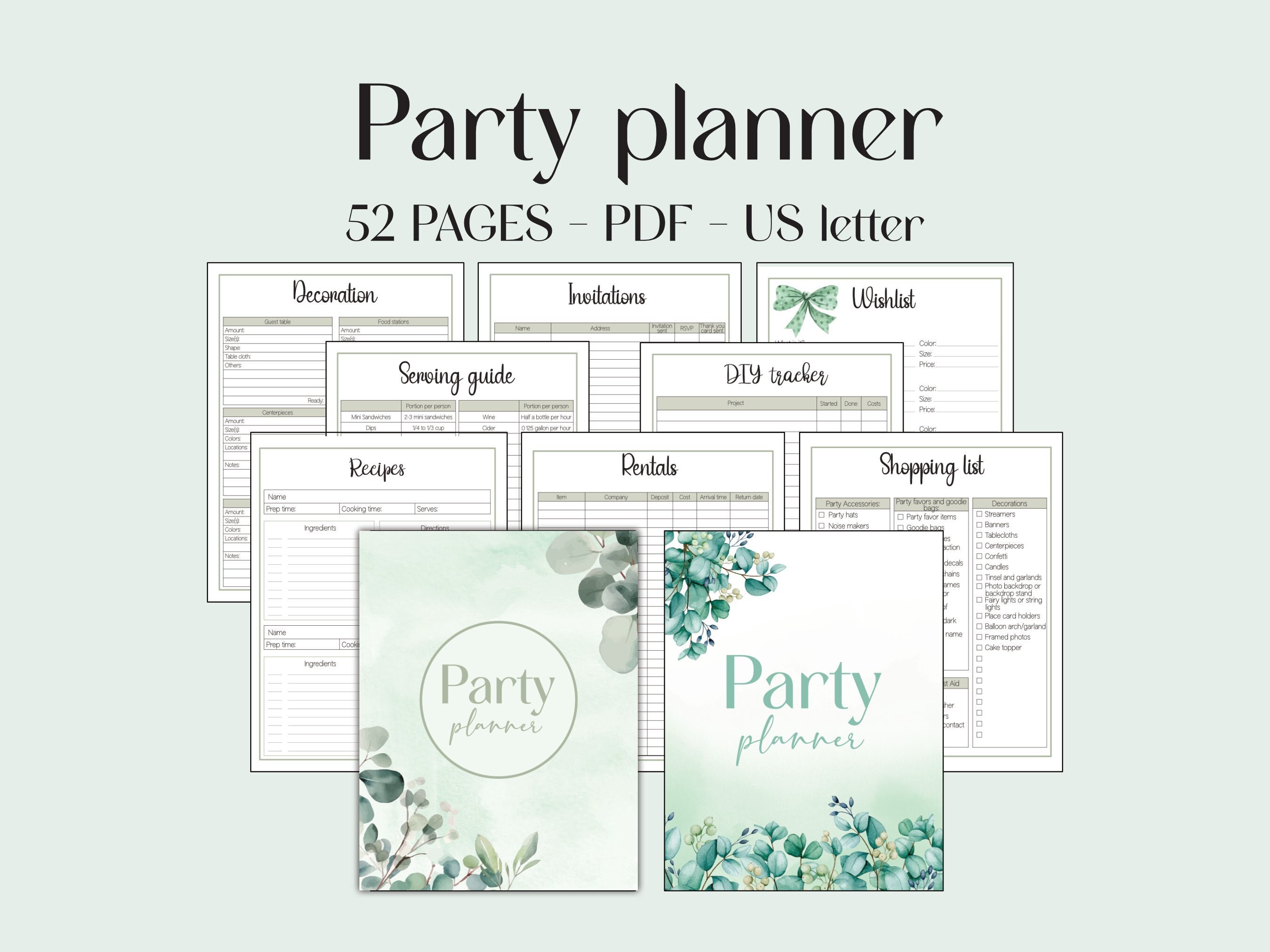 Party Planner Printable: Birthday Planneran Sage Party Checklist With ...