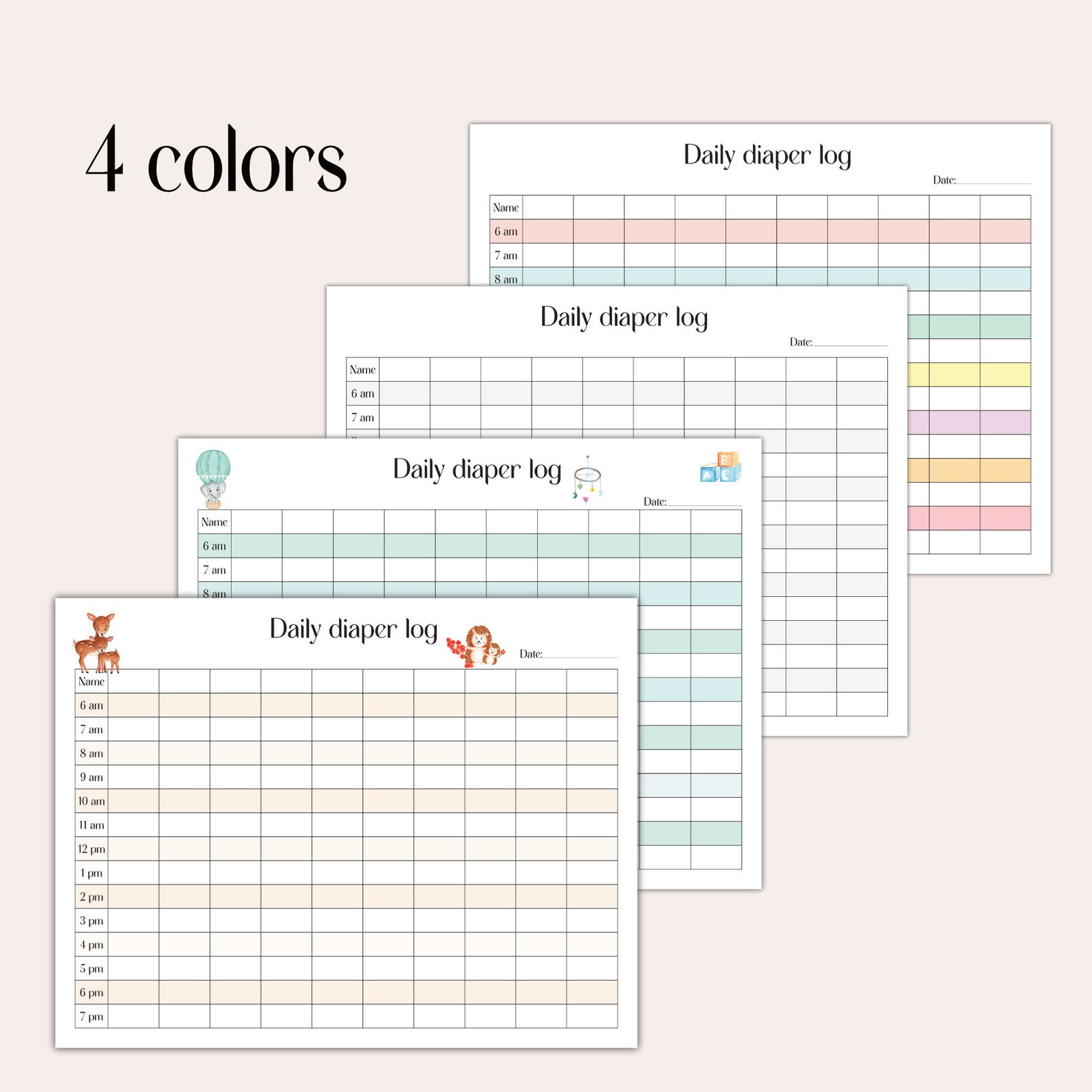 Diaper Changing Tracker Printable, Daily Diaper Log & Classroom Chart ...